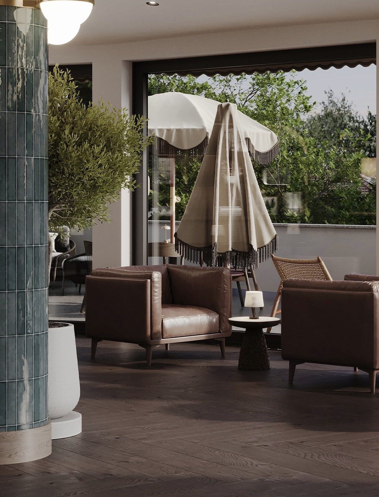 Rooftop terrace lounge chairs at Socity Club
